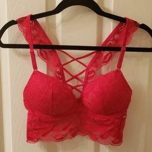 Red Lace Strappy Back Bralette